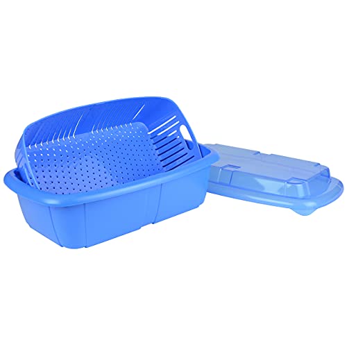 Hutzler 3-in-1 Fruit Saver Basket, Colander and Container, 2 Quarts, Blue