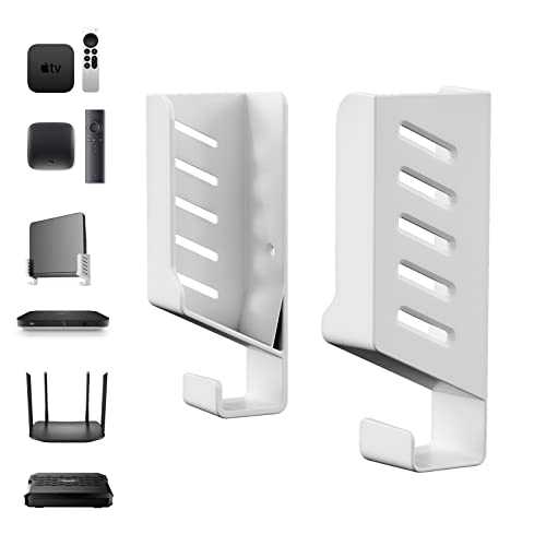 sciuU Soporte de Pared Universal para TV Box/Enrutador/Conmutador de Red/Módems/Computadora Portátil, compatible con TP-Link, Mi Box, Apple TV, Sky Q, Estante Mural para Dispositivos Espesor < 4cm