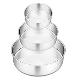 Cake Pan Set (4” & 6” & 8”), Round Baking Layer Cake Pans, P&P CHEF Stainless Steel Leakproof...