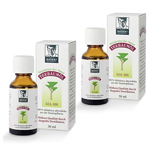 Ralf BADERs Gesundheit Tea Tree olja, Den klassiska från apoteket, Dubbel destillerad desinfektion, Australiensisk melaleuca alternifolia, 2 x 30 ml