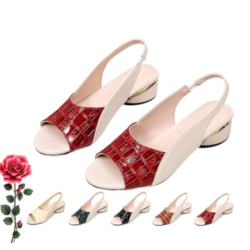 Sandales orthopédiques compensées contre le mal de pieds, escarpins en cuir verni rouge taille 39.5
