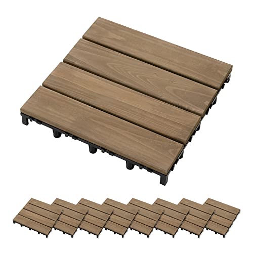 タカショー(Takasho) タイル 天然木 ベースアップデッキ 9枚セット 約0.8平米用 高さがあるので掃除が楽らく清潔 簡単設置 30×30cm ベランダ 庭 ジョイントタイル【JBG-BWW/9S】