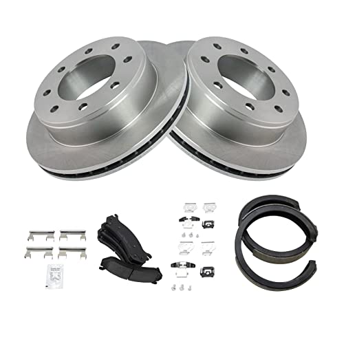 Image of TRQ Rear Brake Pad and Rotor Set Ceramic Compatible with 1999-2007 Chevrolet Silverado GMC Sierra 1500 2500 HD Suburban 2500 Yukon XL 2500 2003-2007 Hummer H2