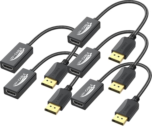 DisplayPort to HDMI Adapter 4K, 5-Pack, Display Port DP to HDMI Adapter Cable Male to Female Compatible with Computer, Monitor, TV, Projector (5, Black)