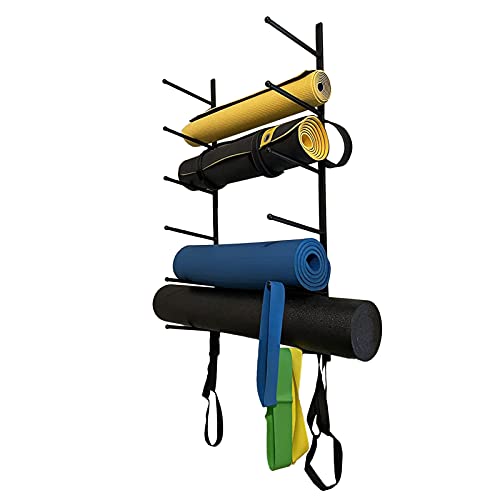 AEGCAOJH Soporte para Esterilla de Yoga, Estante de Almacenamiento de Pared para Esterilla de Yoga, Soporte para Esterilla de Yoga montado en la Pared, Rodillo de Espuma y toallero de almac