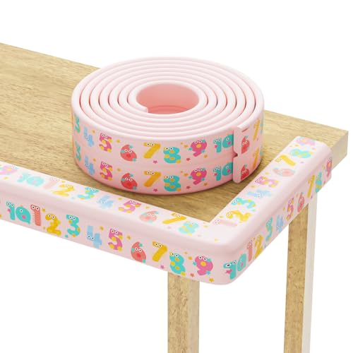 Lonlown Edge Protector for Baby 6.5ft Soft Protective Foam Cushion Furniture Edge and Corner Guards Baby Child Proofing Cartoon Digital Pattern Odorless Safe for Table,Fireplace,Countertop