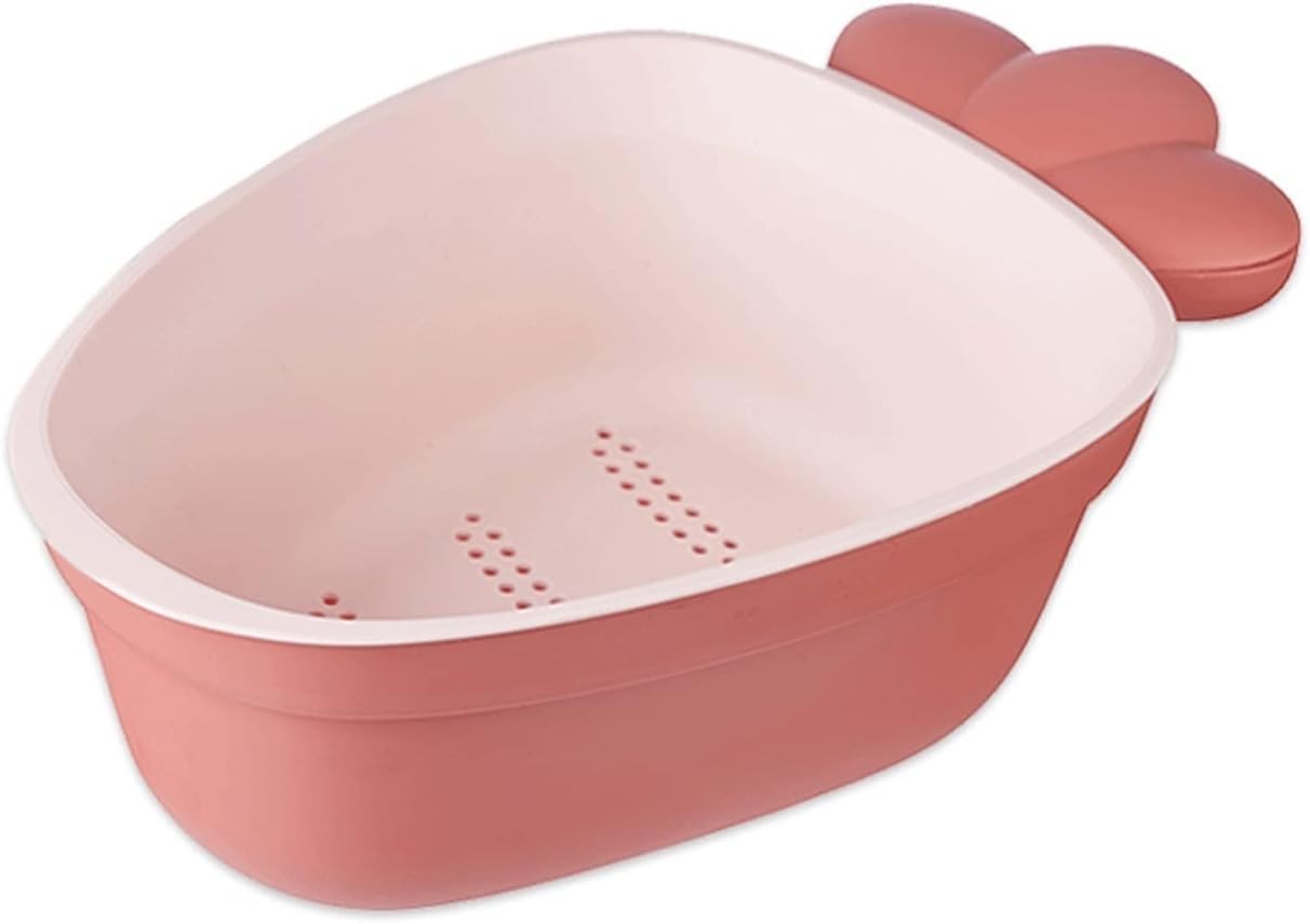 Plastic Drain Basket Double Stackable Kitchen Colander/strainer Filte for Cleaning and Draining Grapes and Peas Fruit Plate 28.5 * 18 10cm(A)