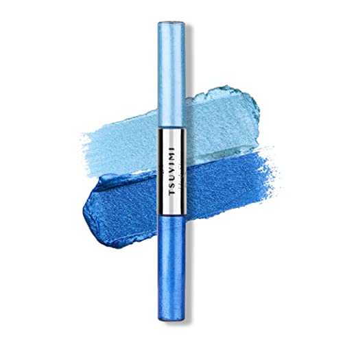 Tsuvimi New 2 In 1 Eyeshadow Stick, High Pigmented Cream To Powder Eyeshadow, No Crease, Long Lasting, Blendable, Water And Oil Resistant, Easy To Use (Shimmer Vivid Blue And Dark Green) #TOP6