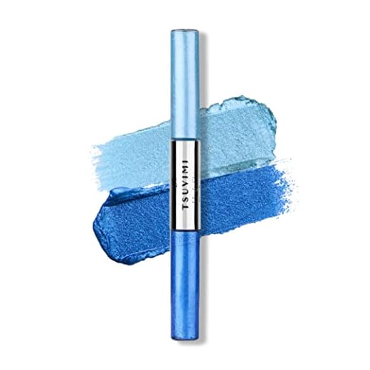 TSUVIMI New 2 in 1 Eyeshadow Stick, High Pigmented Cream to Powder Eyeshadow, No Crease, Long Lasting, Blendable, Water and Oil Resistant, Easy to Use (Shimmer Vivid Blue and Dark Green)