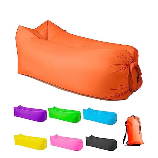 LONGJIN Inflatable Lounger Air Sofa Hammock, Inflatable Couch for Camping, Portable Waterproof Anti-Air Leaking Pouch Couch Air Chair for Outdoor, Beach, Hiking, Picnics, Music Festivals (Orange)
