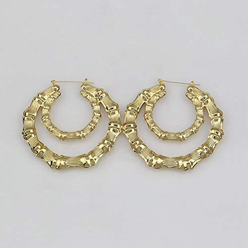 Bamboo Oversized Bamboo Hoop Earrings for Women (Double circle)4