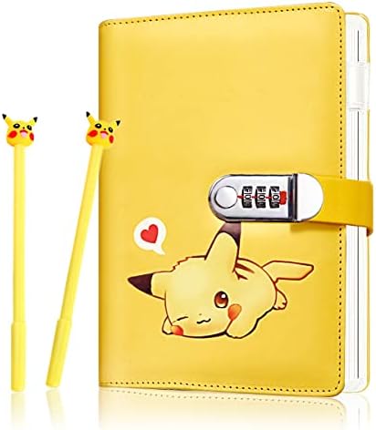 Diary with Lock for Girls & Boys,Kids Journal Notebook,PU Leather Journal Notebook,Lined Password Locking Personal Planner Secret Organizer Gift for Girls Women Daughter,Size A5 (Yellow)