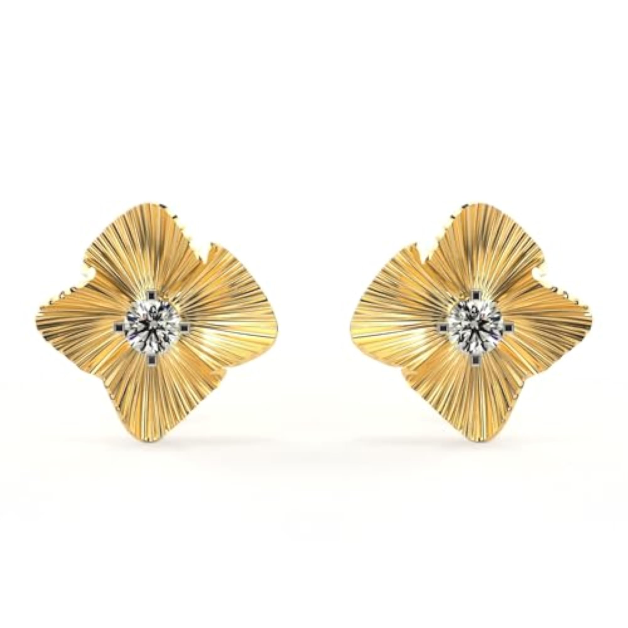 Women's Stylish Yellow Sterling Silver Lab Grown Diamond Earrings, 0.21cts