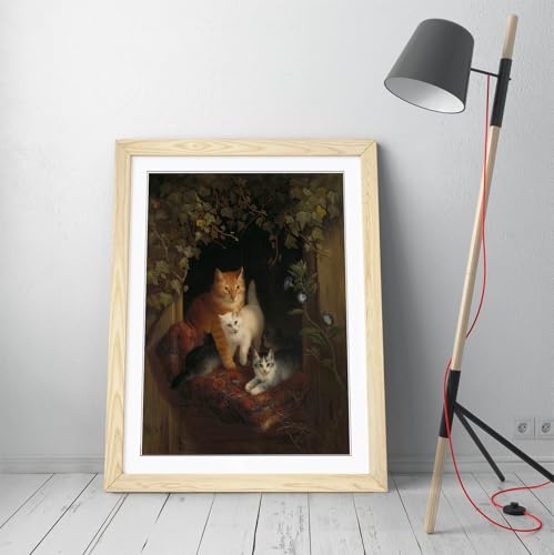 Affiche Henriette Ronner-Knip CANVAS MONKEY cadre bois chêne A1