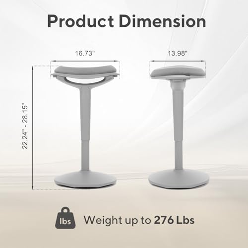 Image of Nouhaus Standing Desk Stool, 22 inch-28 inch Height Adjustable Swivel Desk Wobble Chair, Portable Tall Office Stools w /Rocking Motion, Foam-Padded Wobble Stool Adult for Office, Classroom(Ergo Poise, Grey)