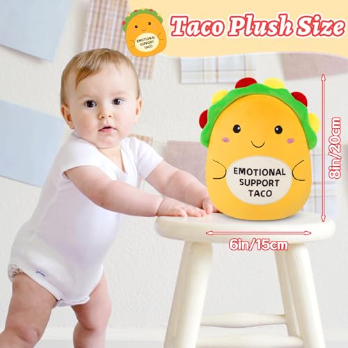 Image of Taco Plush - Emotional Support Taco,8in Emotional Support Plush | Cute Soft Yellow Stuffed Taco Toy Positive Gifts Encouragement Ornament for Kids Friends Family