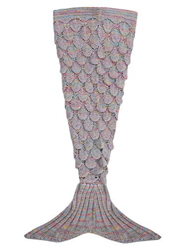 Handcrafted Knitting Woolen Mermaid Tail Blanket Sofa Blanket Soft Rug Sleeping Bag for Toddler (3-4 Years) - (40.5