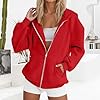 Yinguo Womens Jacket, Hoodies For Women Uk Oversized Hoodie Zip Up Sweatshirts Trendy Casual Loose Long Sleeve Crewneck Pullover Comfy Fall Winter Cloth Fashion Ladies Outfit, Red 3XL #1