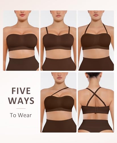 Image of FeelinGirl Strapless Bra for Women Seamless Wireless Bralette - Strapless Support, Adjustable & Padded, Full Coverage