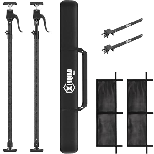 XINQIAO Truck Bed Cargo Bar for Pickup 41.3 in to 77.2 in Adjustable, Comes with a Net and a Divider, 200 LB Capacity Also Used for A Third Hand Support Pole, 2 Sets