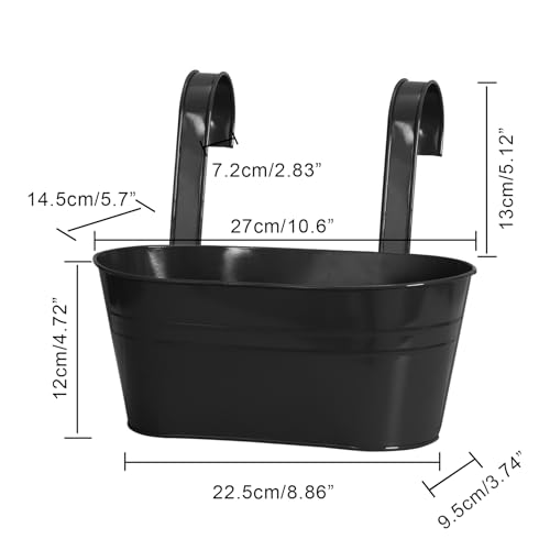 image for LOVOUS 5 Pack Railing Planter for Outdoor Plants Balcony Hanging Flowe