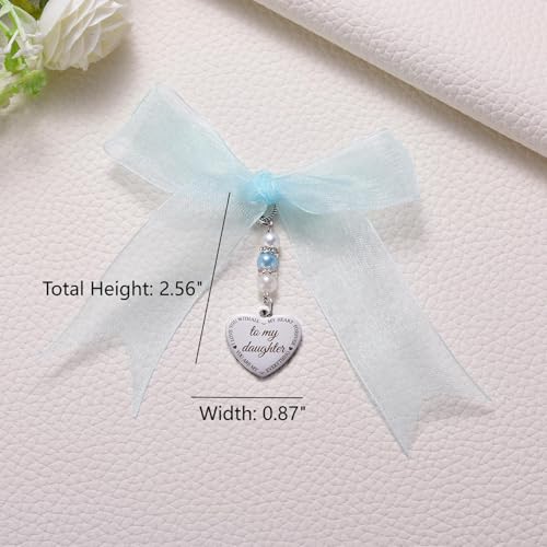 Image of MIXJOY Something Blue Gift for Bride, Wedding Day Bridal Blue Pearl Angel Wings Bouquet Garter Charm for Bride to Be