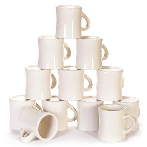 12-pack Diner Coffee Mugs, Tea & Hot Beverages, 10oz - Classic Pure White Diner Mugs, Thick Ceramic Cups with Heavy Duty Handles Drinking Glasses for Restaurant, CafÃ©, Coffee Shop & Catering Supplies