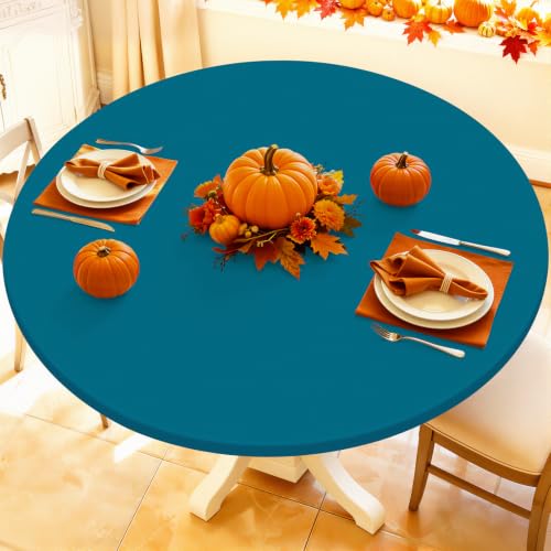 Moosfor Spandex Round Tablecloth, Fitted Table Cloth for 25"-30" Tables