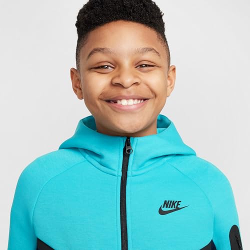 Nike Sportswear Tech Fleece Big Kids' Full-Zip Hoodie (HV5867-452, Obsidian/Dusty Cactus/Black/Black)3