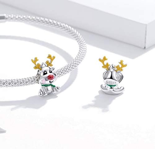 TIANSILUO Christmas Tree Charm fit for Women European Bracelet Sterling Silver 925 Snowflake Charms Bead Women Girls Gift