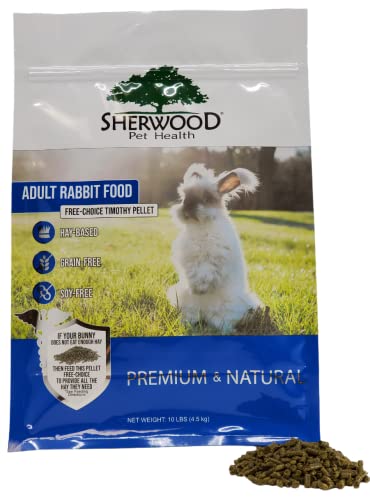 Sherwood Pet Health Adult Rabbit Food Timothy Hay Free-Choice 10lbs Hay-Based, Grain and Soy-Free for Better Digestion
