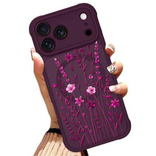 OOK Floral Flowers Burgundy Phone Case Fit for iPhone 18 Pro Max 6.9 Inch
