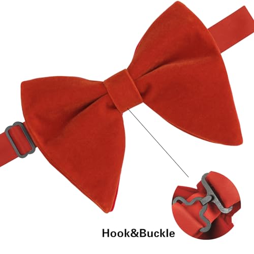 Image of Alizeal Velvet Pre-tied Adjustable Bow Tie for Men Oversize Formal Solid Tuxedo Bowtie