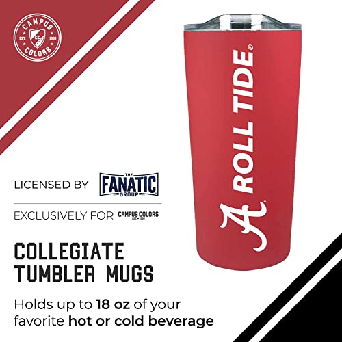 Campus Colors Ncaa Stainless Steel Tumbler Perfect For Gameday - Soft Touch Finish - 18 Oz - Double Walled - Keep Your Drinks Perfectly Insulated (Alabama Crimson Tide - Red,) #TOP2