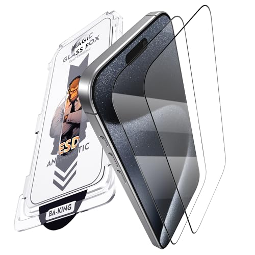 Protecteur d'écran iPhone 15 Pro Max SKYLMW en verre trempé 9H avec kit d'alignement x2