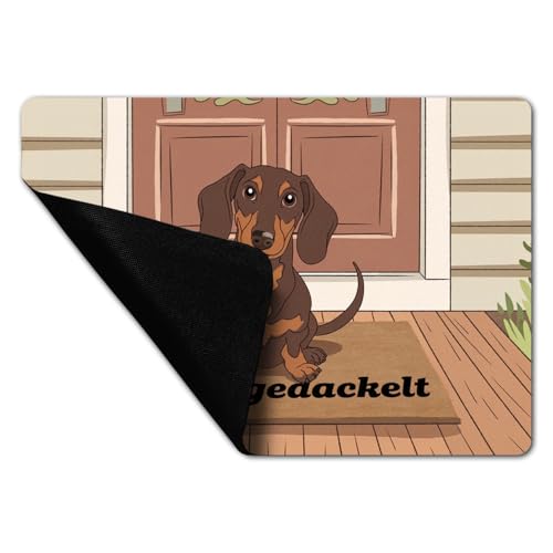 speecheese Hereingedackelt Dackel Fußmatte in 35x50 cm ohne Rand für Dackel-Liebhaber lustige Schmutzfangmatte für Haustierfreunde