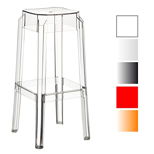 CLP Taburete Outdoor Fox con Estructura De Polipropileno I Silla Alta con Reposapiés I Taburete De Terraza 160 kg Cap. Máx. De Carga I Color: Transparente