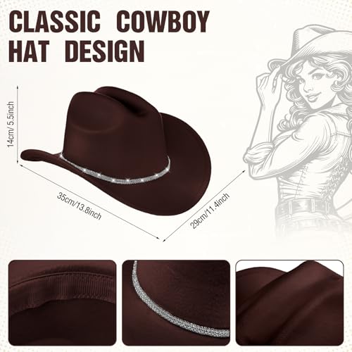 Image of Tisancy 4 Pcs Rhinestone Belt for Men Women Glitter Cowboy Hat Diamond Chain Earring Outfit for Party Supplies