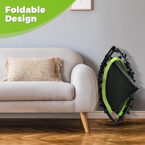 Image of ONETWOFIT Foldable Rebounder Trampoline for Adults, 40 /42 /45 inch Mini Fitness Trampoline W /Adjustable Foam Handle Bungees, Quiet Exercise Trampoline for Personal Indoor Workout