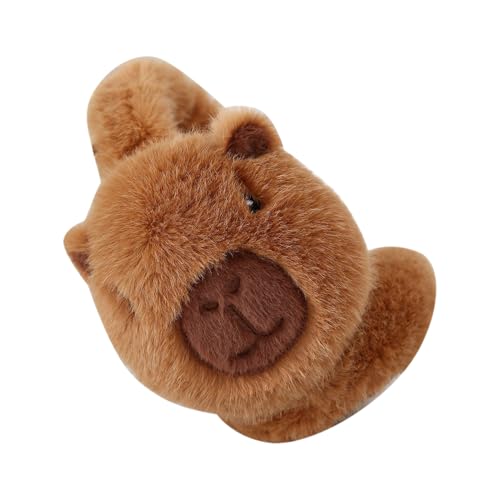 Womens Ear Muffs - Capybara Plush Ear Covers, Foldable Winter Headband, Long Lasting Synthetic Accessory Unit Set, for Cold Weather Protection Outdoor Camping Hiking Ski School Office Travel Task