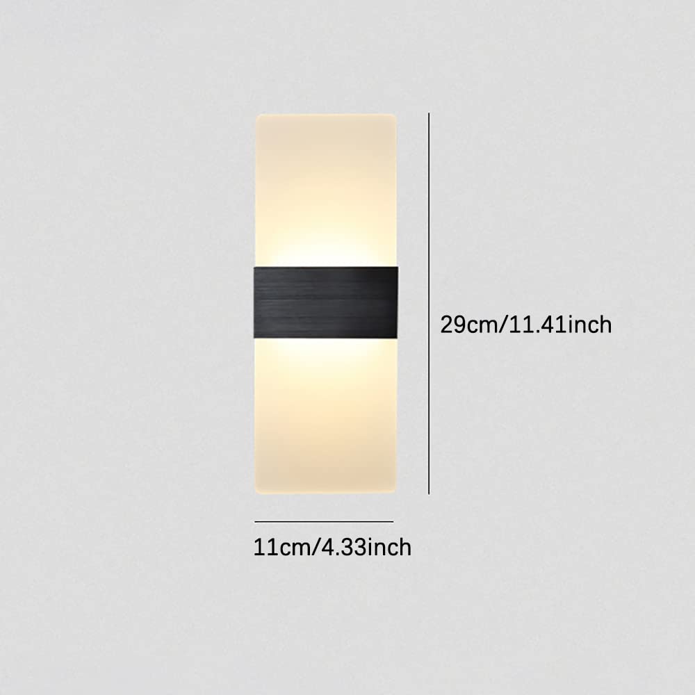 Akrylowy kinkiet ścienny LED, 12 W, ciepła biel, 3000 K, nowoczesne lampy ścienne do sypialni, korytarza, schodów, salonu