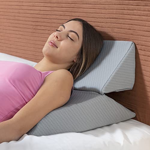 InnovaGoods - Ergonomisch Dubbel Driehoekig Wigkussen, Veelzijdig en Aanpasbaar, Memory Foam, Afneembare Wasbare Hoes, Licht en Handig, 60x40x24 cm, Grijs - Afbeelding 5