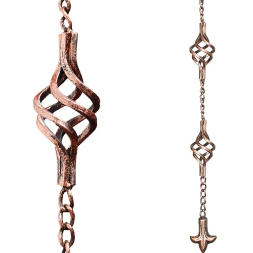 Generic - 8.5FT Rain Chains with Spiral Bird Cage Rain Chain Cups, Rain Catcher for Gutters, Decorative Copper Rainwater Diverter Rain Chimes for Garden Decor,Replacement for Outside Gutter Downspouts in Autumn