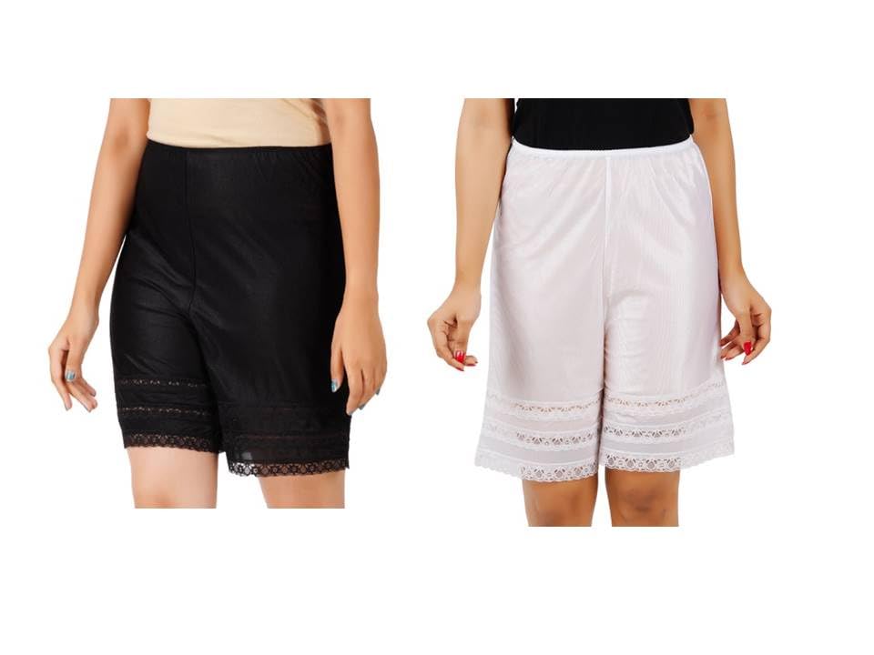 Pettipants Nylon Culotte Slip Bloomers Split Skirt I Colour Black and White-image-37
