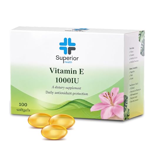 Image of Vitamin E 1000 IU Capsules – 100 Softgels | 100 Days Supply | High Strength Natural D-Alpha Tocopherol | Halal & Kosher | Blister Pack |