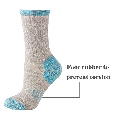 Image of 70% Merino Wool Women Crew Socks - Hiking Outdoor Athletic Thermal Thickening Cushion 