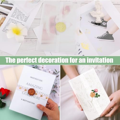 NICKLIN 54 Stück Pergamenthüllen für Einladungen 13x18cm Vorgefaltet Pergamentpapier Bedruckbare Durchscheinend Pergamentjacken Vellum Paper Jacket für Brautparty Hochzeit Geburtstag (54)