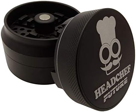 Headchef Future 4 Piece Grinder with Sandblasted Finish, Metal Herb Grinder, 62mm (Silver)