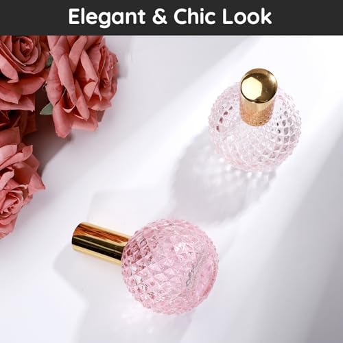 Segbeauty Vintage Perfume Bottles, 2 Pack 100ml Glass Spray Bottle for Perfume, Empty Cologne Travel Bottle Refillable, Makeup Container Atomizer Decorative Bottles Pink Perfume Making Kit for Women