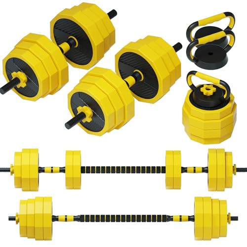 PROIRON �_���x�� �ώ� 30kg 4 in 1 15kg 2�Z�b�g �R�l�N�V�����E�`���[�u�i�����p�V���t�g�jdumbbell �Ńo�[�x���ɂ��Ȃ��_���x�� �z�[���W�� �؃g���[�j���O�ƃE�F�C�g���t�e�B���O�p (���v30kg)(�u���b�N+�C�G���[